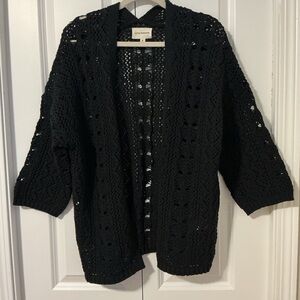 Lucky Brand Black Open-Knit Sweater M